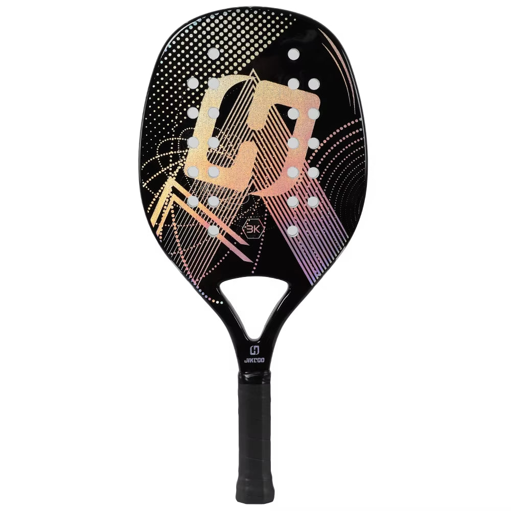 3K Carbon Fiber Fiberglass Beach Tennis Racket Glossy Surface Racquet Men Women 2024 Glass Fiber Spin Colorful EVA Core