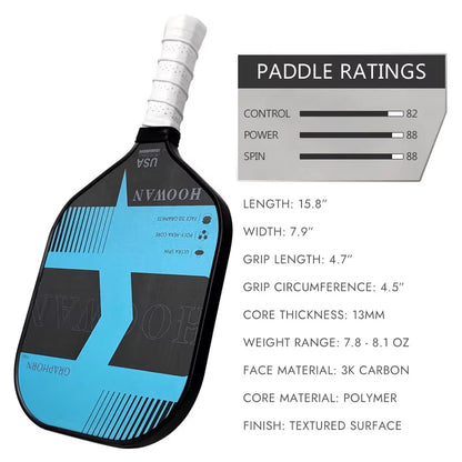 GRAPHORN MAX Pickleball Paddle Set of 2 Pcs Full Carbon Pickeball Rackets, 4 Pcs Outdoor Balls & 1 Case Bag
