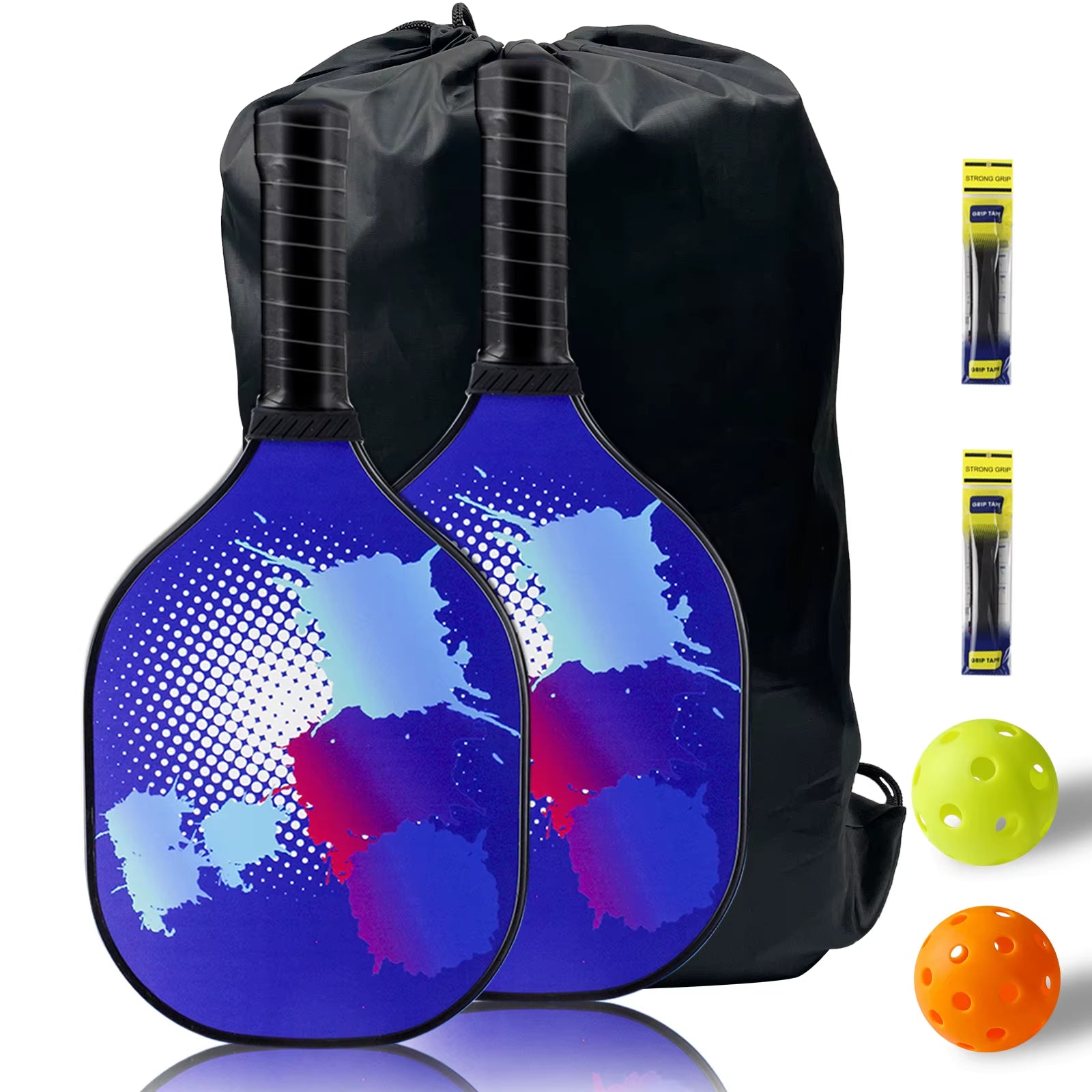 Pickleball Set with 2 Premium Wood Pickleball Paddles & 2 Pickleballs & Bag & 2 Grip Tapes Gifts for Pickleball Lovers