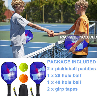 Pickleball Set with 2 Premium Wood Pickleball Paddles & 2 Pickleballs & Bag & 2 Grip Tapes Gifts for Pickleball Lovers