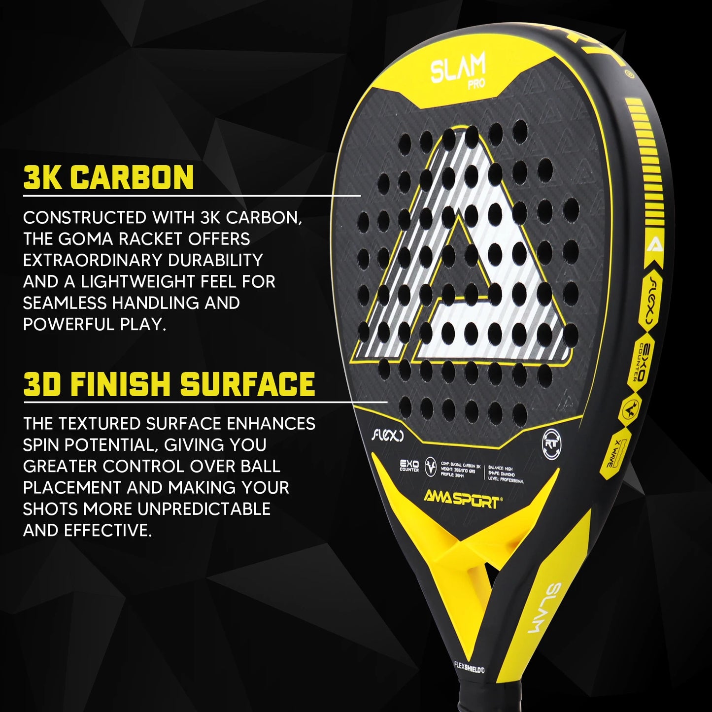 3D Texture for Enhanced Control Padel Racket