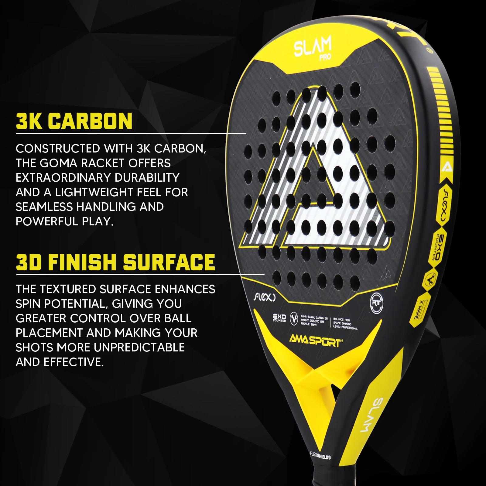 3D Texture for Enhanced Control Padel Racket