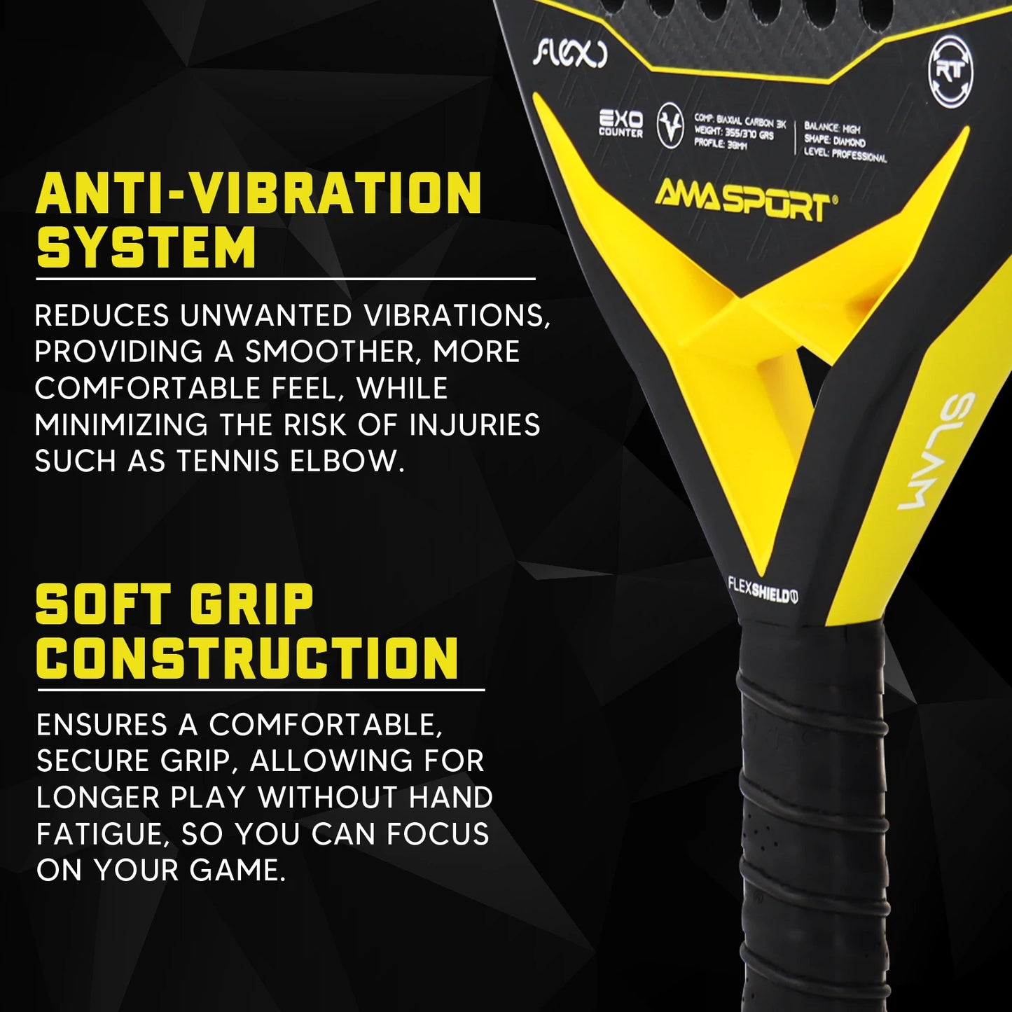 3D Texture for Enhanced Control Padel Racket