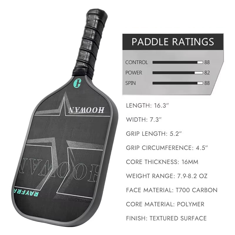 RAYFRA Pickleball Paddle Set of 2 Full Carbon Pickleball Rackets, 4 Outdoor Durable Balls & 1 Portable Paddle Case Bag