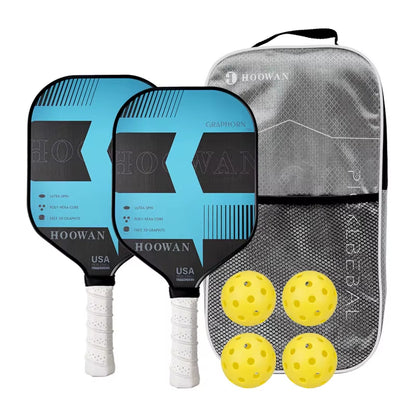 GRAPHORN MAX Pickleball Paddle Set of 2 Pcs Full Carbon Pickeball Rackets, 4 Pcs Outdoor Balls & 1 Case Bag