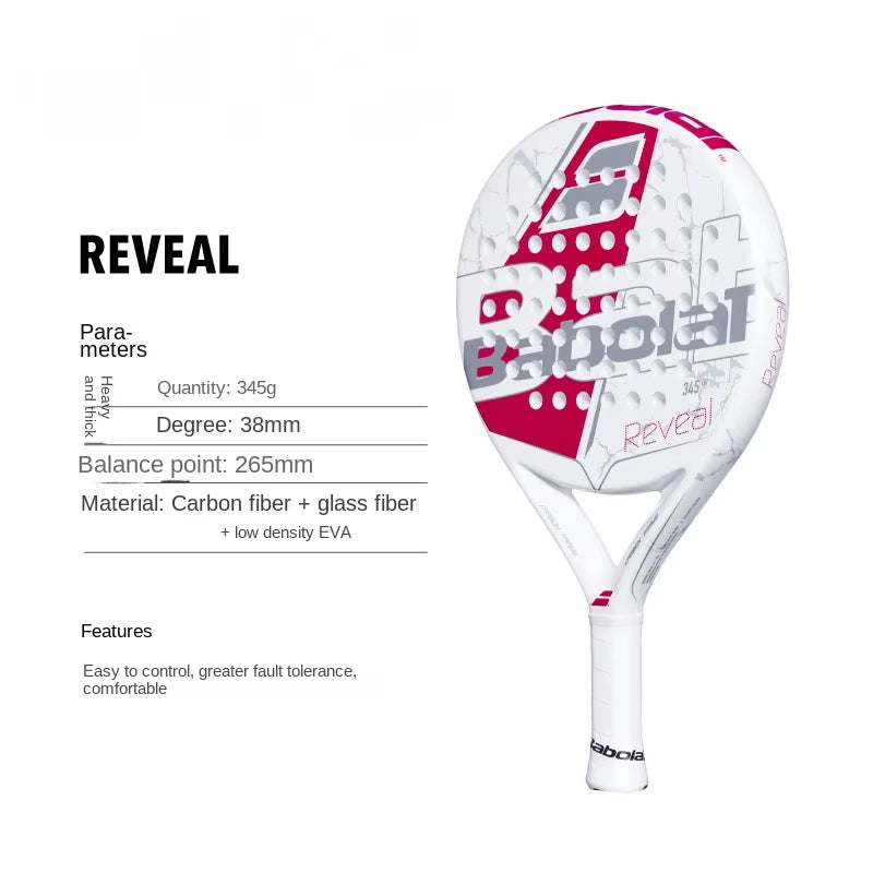 Padel Tennis Racket EVA Carbon Fiber Racquet Lightweight REVEAL Series for Adult Players